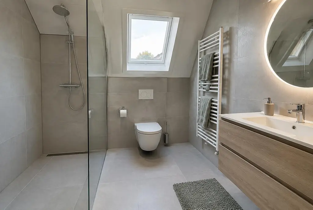 Lekdetectie Oudewater – droge badkamer met inloopdouche na herstel