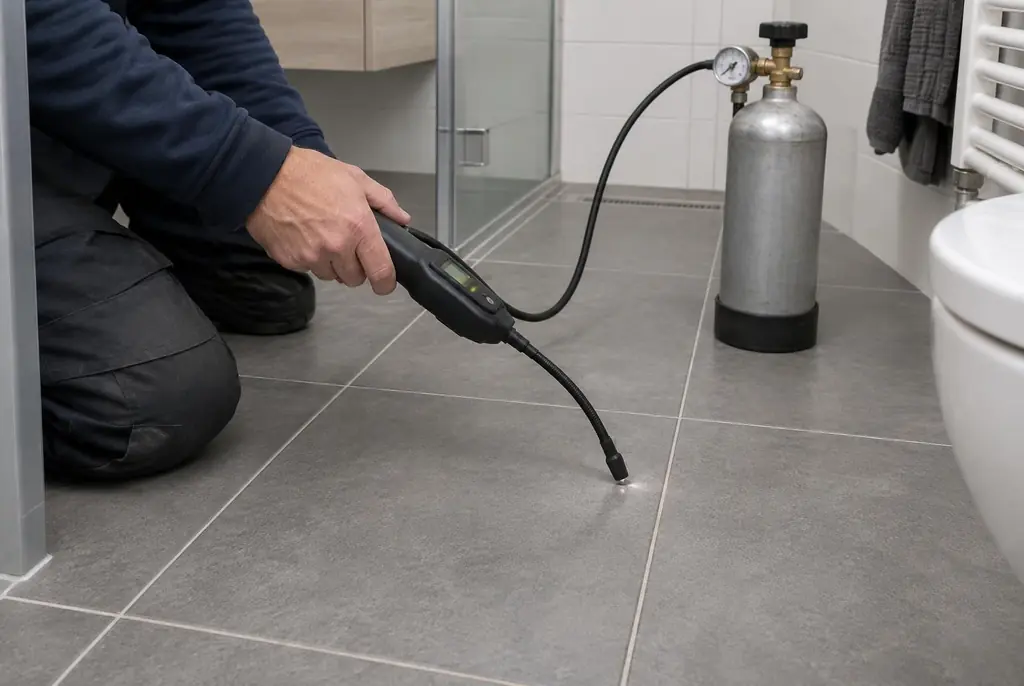 Lekdetectie Oudewater – technicus spoort met tracergas een lekkage op in de vloer