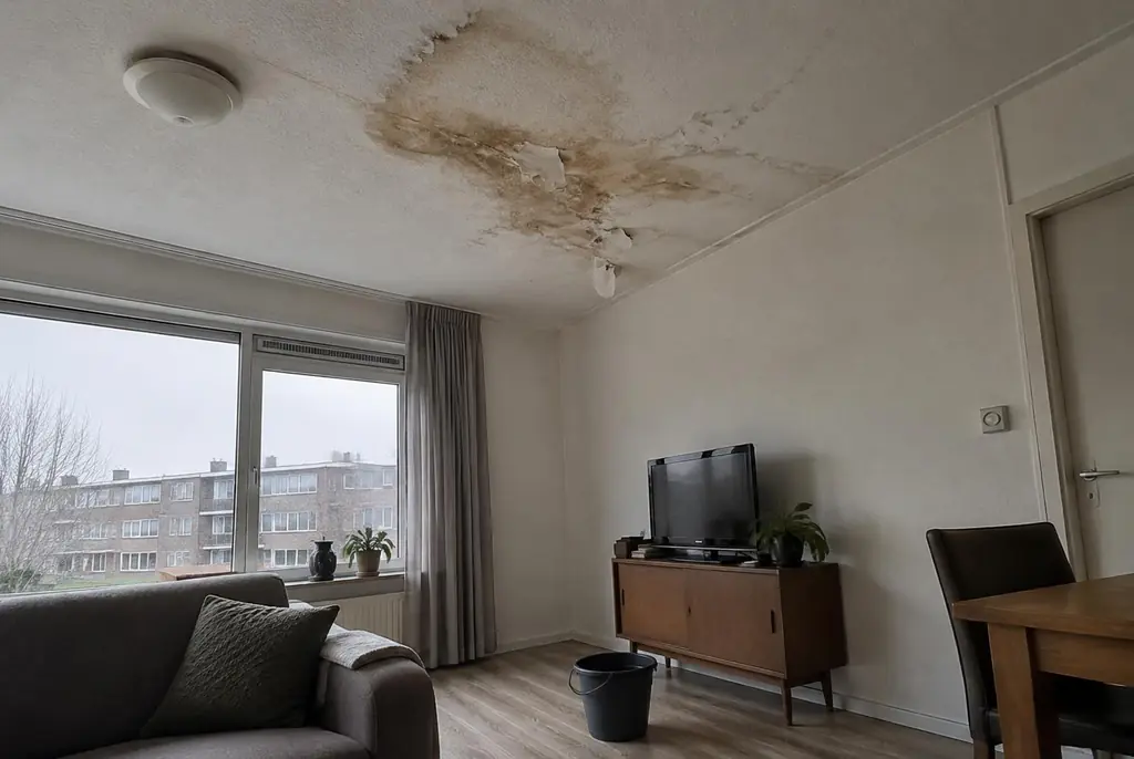 Lekdetectie Oudewater – vochtplek op het plafond onder een badkamer